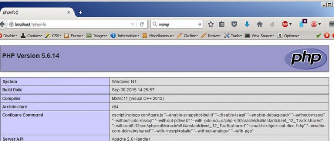 Wamp server con PHP actualizado a 5.6.14